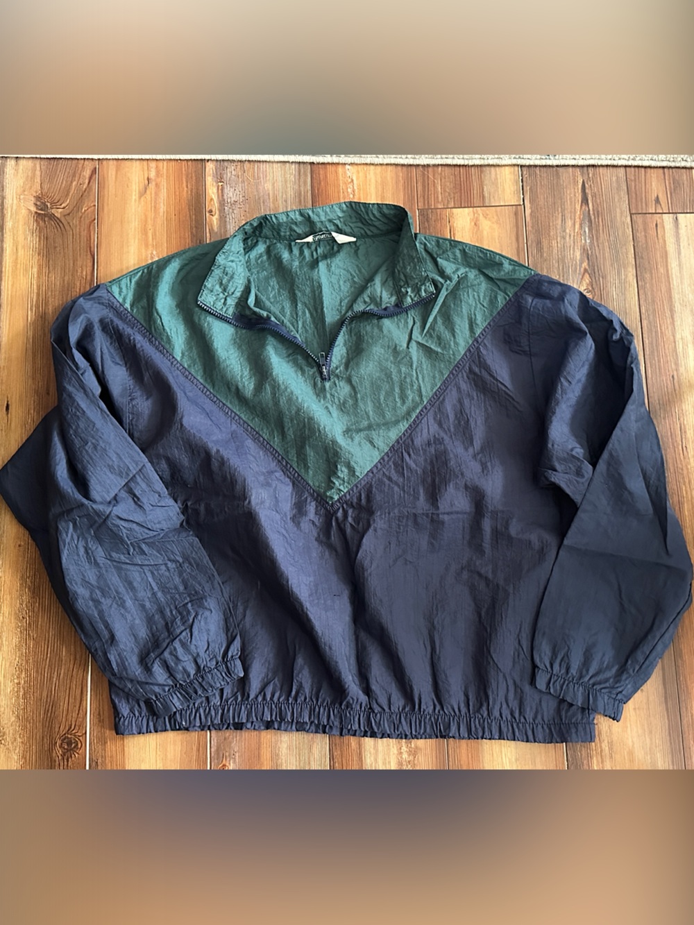Augusta Men's Navy and Forest Green Half-Zip very lightweight Windbreaker XL